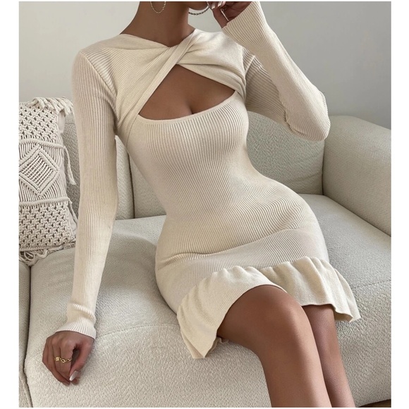 BellanBlue Dresses & Skirts - Fitted Cut out Ribbed Sweater Dress